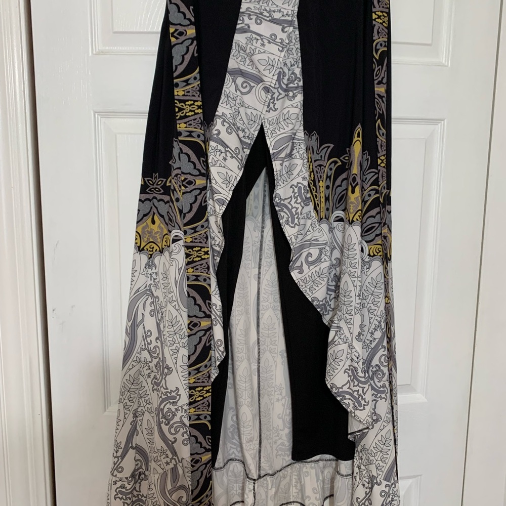 Two piece long skirt pants, ruffle wrap trousers.